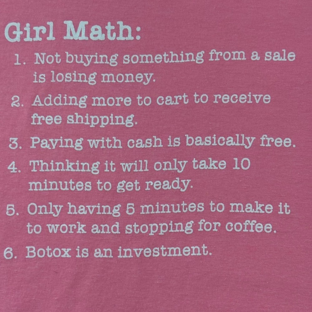 Southern Bliss Girl Math Graphic T-Shirt Women Large Pink Short Sleeve Excellent